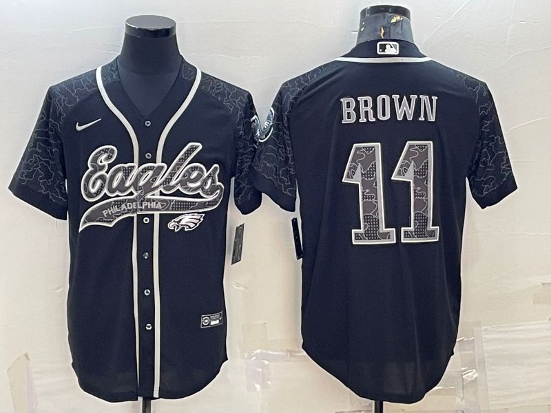 Men Philadelphia Eagles 11 Brown Black Reflector 2022 Nike Limited NFL Jersey
